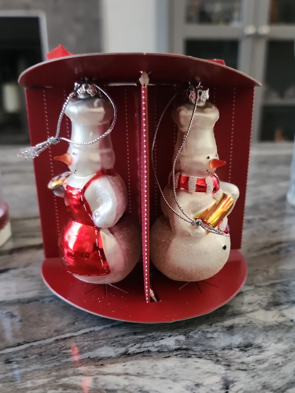 Williams-Sonoma Snowman Chef Ornaments Set Of Four NIB!